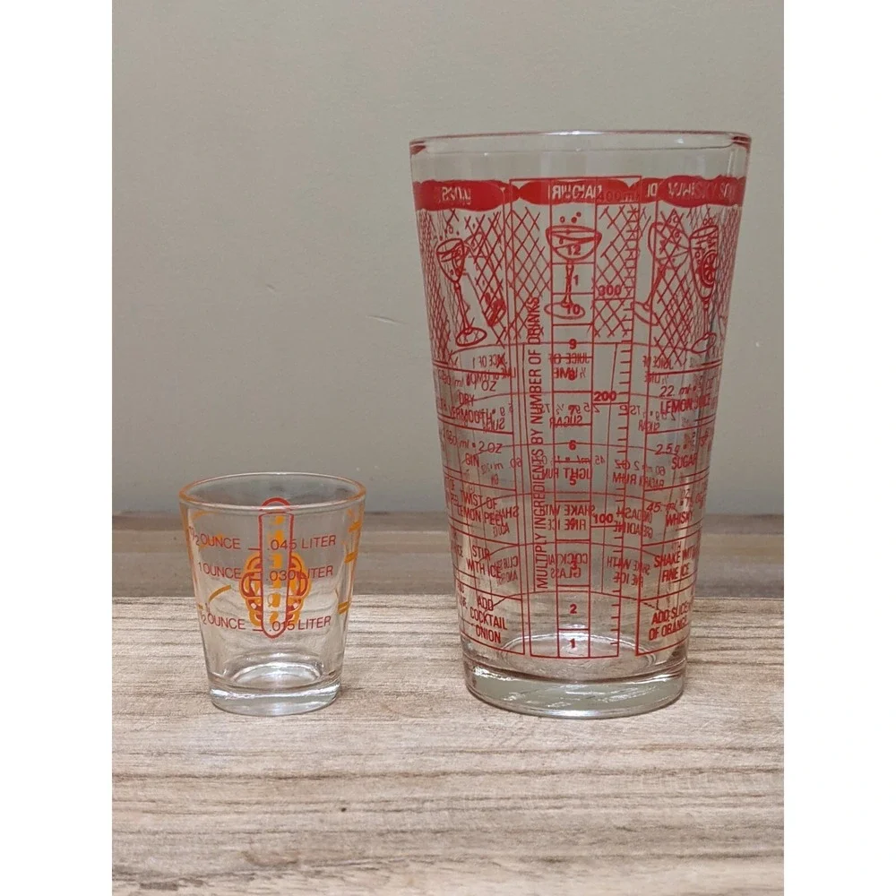 Irvinware Cocktail Recipe Mixing Glass Tumbler & Jigger Shot Glass Barware Set